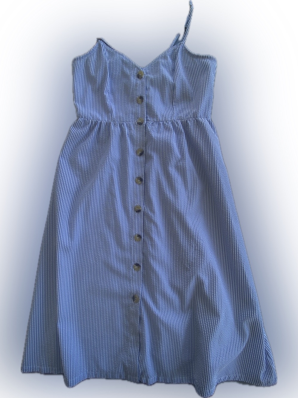 Blue Striped Button-Front Sundress - Women